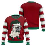 Hooktab Pug Elf Ugly Christmas Sweater