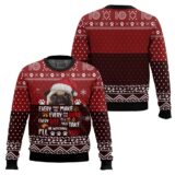 Hooktab Pug I'll Be Watching You Ugly Christmas Sweater