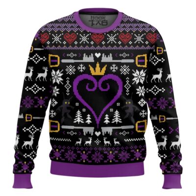 Hooktab Purple Hearts Kingdom Hearts Ugly Christmas Sweater