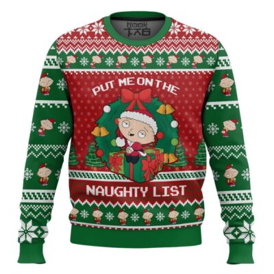 Hooktab "Put Me On The Naughty List" Stewie Family Guy Ugly Christmas Sweater