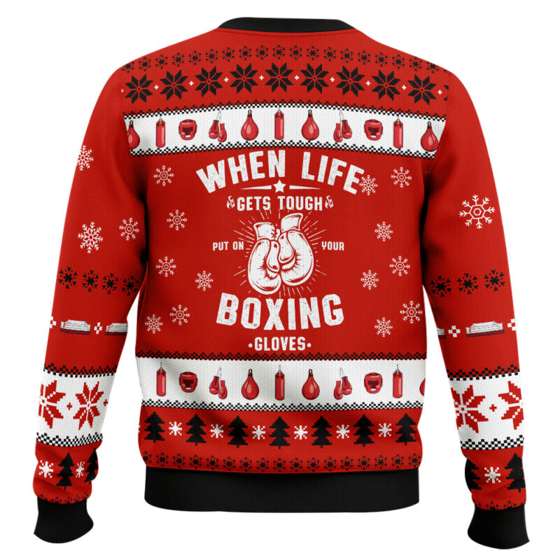 Hooktab Put On Boxing Gloves Ugly Christmas Sweater Hooktab Put On Boxing Gloves Ugly Christmas Sweater