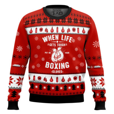 Hooktab Put On Boxing Gloves Ugly Christmas Sweater