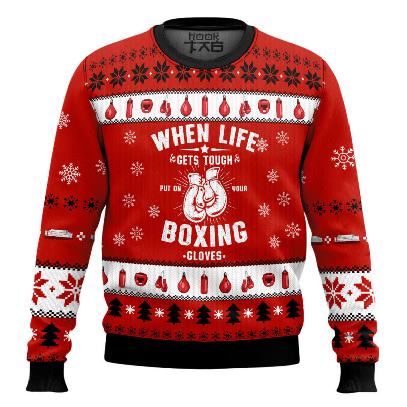 Hooktab Put On Boxing Gloves Ugly Christmas Sweater