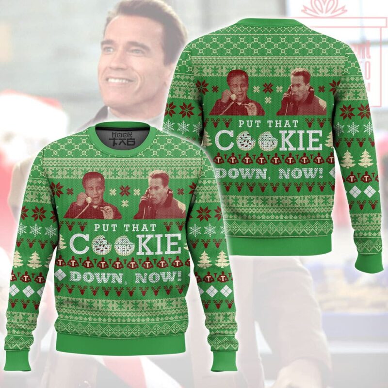 Hooktab Put That Cookie Down, Now Jingle All The Way Ugly Christmas Sweater Hooktab Put That Cookie Down, Now Jingle All The Way Ugly Christmas Sweater