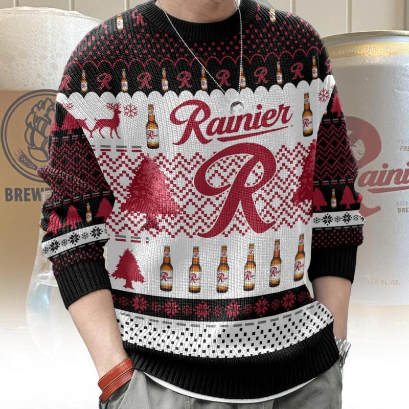 Hooktab Rainier Beer Ugly Christmas Sweater Hooktab Rainier Beer Ugly Christmas Sweater