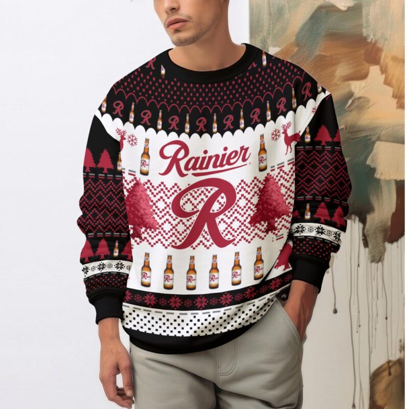 Hooktab Rainier Beer Ugly Christmas Sweater Hooktab Rainier Beer Ugly Christmas Sweater