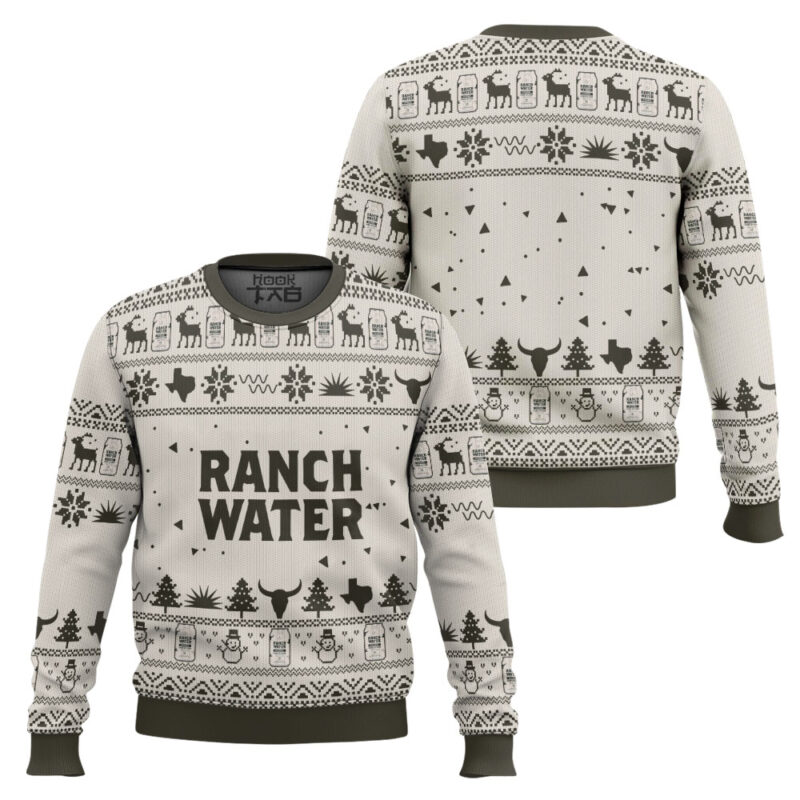 Hooktab Ranch Water Seltzer Ugly Christmas Sweater Hooktab Ranch Water Seltzer Ugly Christmas Sweater