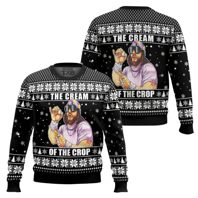 Hooktab Randy Savage The Cream Of The Crop WWE Ugly Christmas Sweater Hooktab Randy Savage The Cream Of The Crop WWE Ugly Christmas Sweater