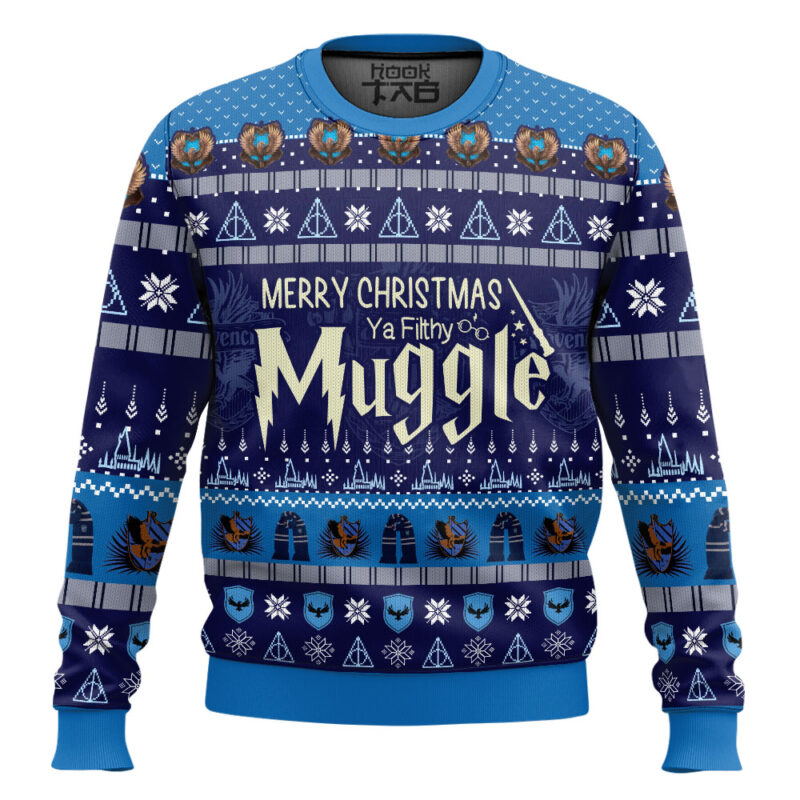 Hooktab Ravenclaw Merry Christmas Ya Filthy Muggle Sweater