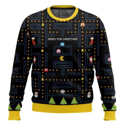 Hooktab Ready For Xmas Pac Man Ugly Christmas Sweater