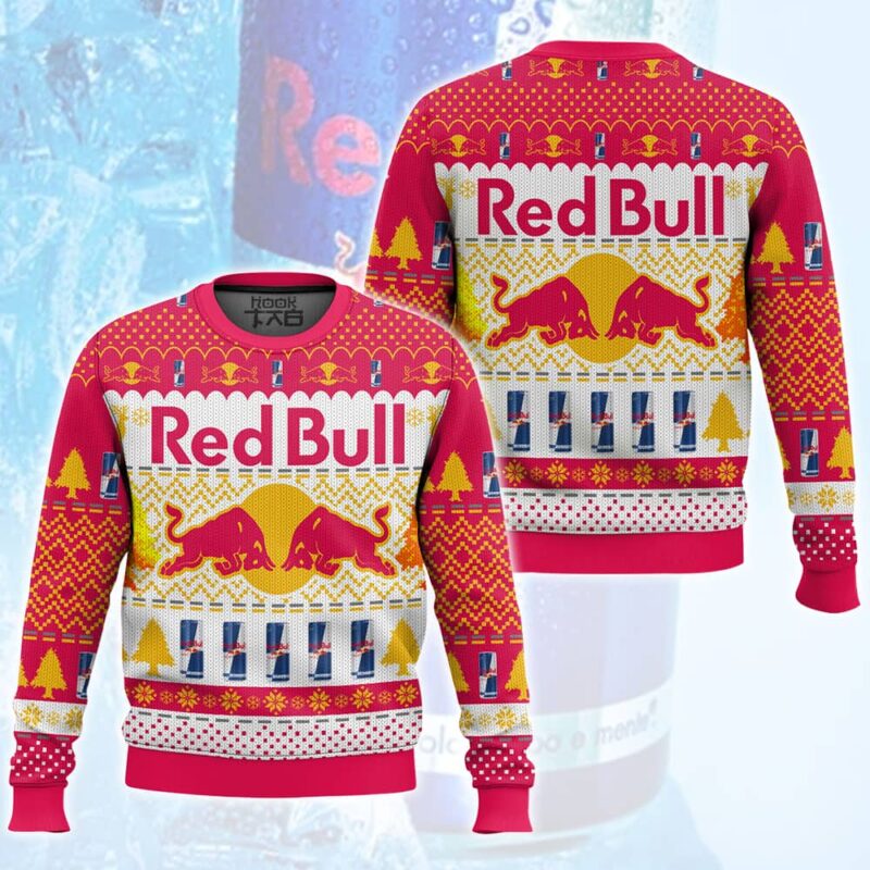 Hooktab Red Bull Red Bull Energy Drink Ugly Christmas Sweater Hooktab Red Bull Red Bull Energy Drink Ugly Christmas Sweater