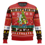 Hooktab Red Christmas Rick And Morty Ugly Christmas Sweater