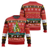 Hooktab Red Christmas Rick And Morty Ugly Christmas Sweater