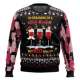 Hooktab Red Christmas Wine Ugly Christmas Sweater