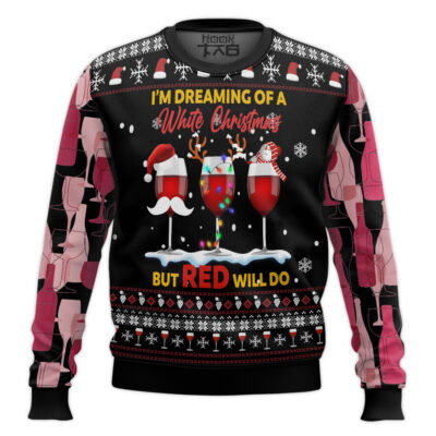 Hooktab Red Christmas Wine Ugly Christmas Sweater