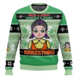 Hooktab Red & Green Light Squid Game Ugly Christmas Sweater