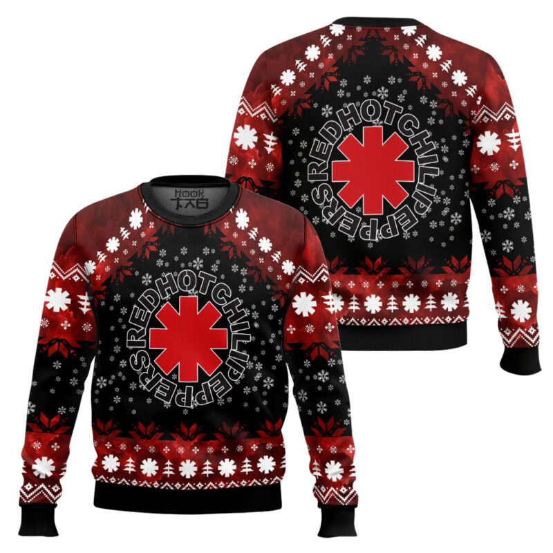 Hooktab Red Hot Chili Peppers Ugly Christmas Sweater Hooktab Red Hot Chili Peppers Ugly Christmas Sweater