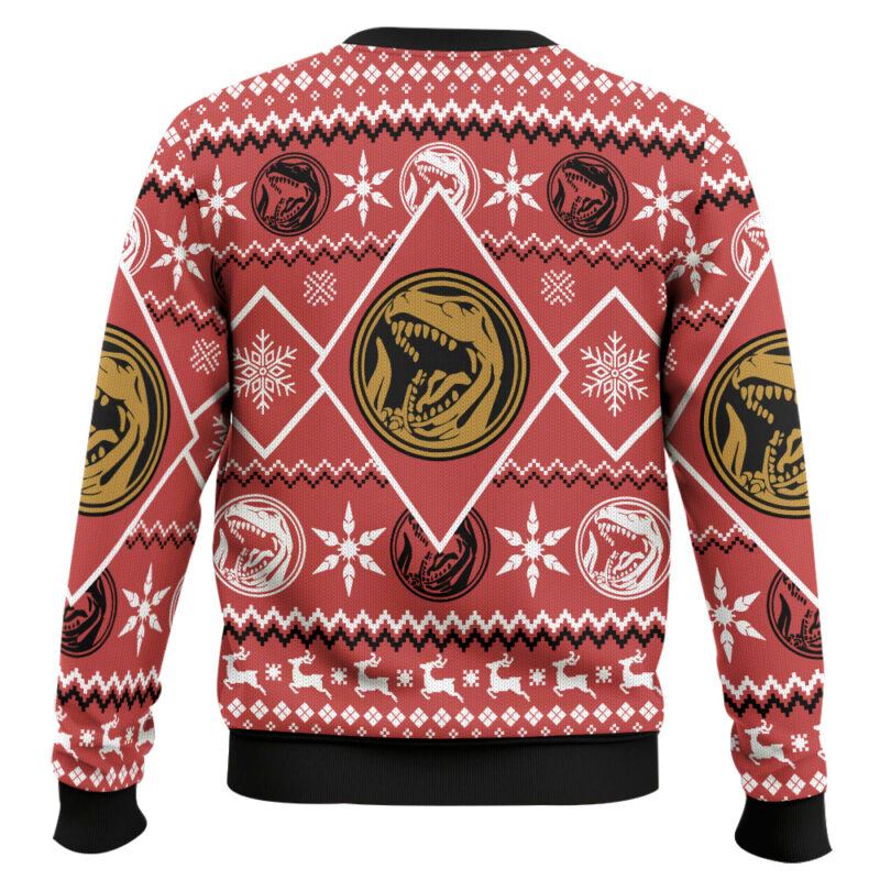 Hooktab Red Power Rangers Mighty Morphin Ugly Christmas Sweater Hooktab Red Power Rangers Mighty Morphin Ugly Christmas Sweater
