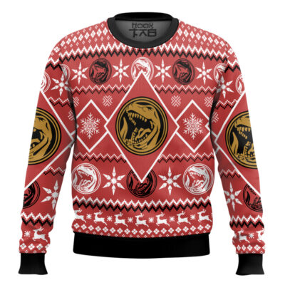 Hooktab Red Power Rangers Mighty Morphin Ugly Christmas Sweater
