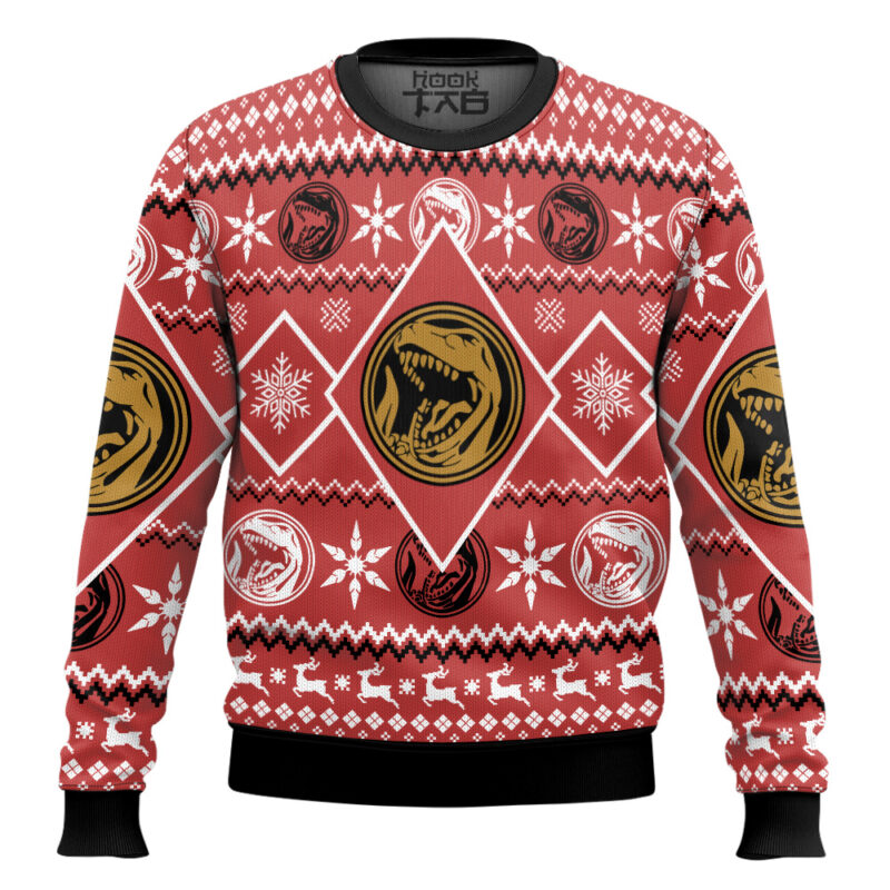 Hooktab Red Power Rangers Mighty Morphin Ugly Christmas Sweater