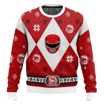 Hooktab Red Power Rangers Ugly Christmas Sweater