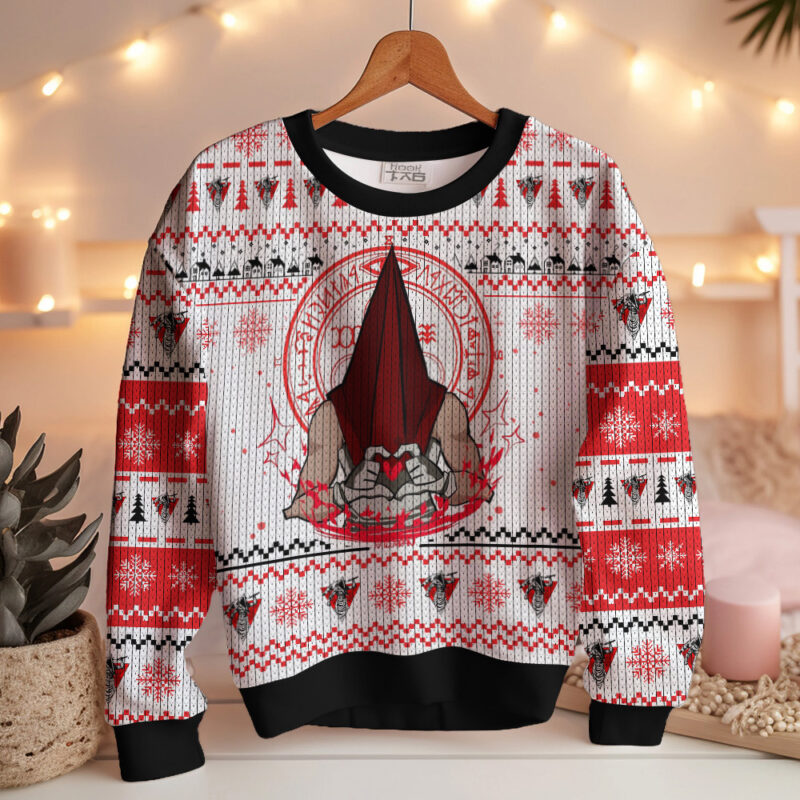 Hooktab Red Pyramid Thing Silent Hill Ugly Christmas Sweater Hooktab Red Pyramid Thing Silent Hill Ugly Christmas Sweater