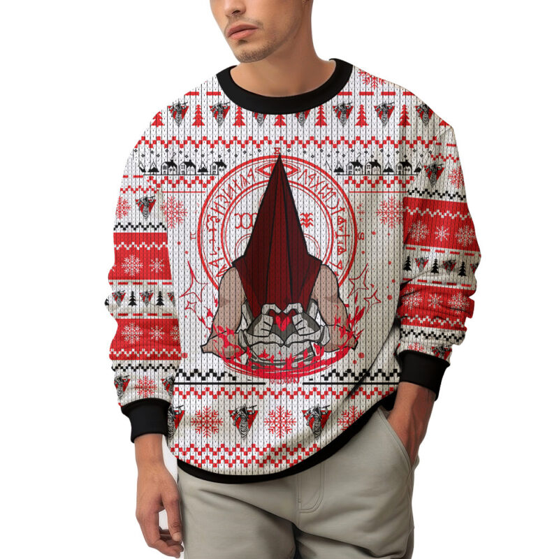 Hooktab Red Pyramid Thing Silent Hill Ugly Christmas Sweater Hooktab Red Pyramid Thing Silent Hill Ugly Christmas Sweater