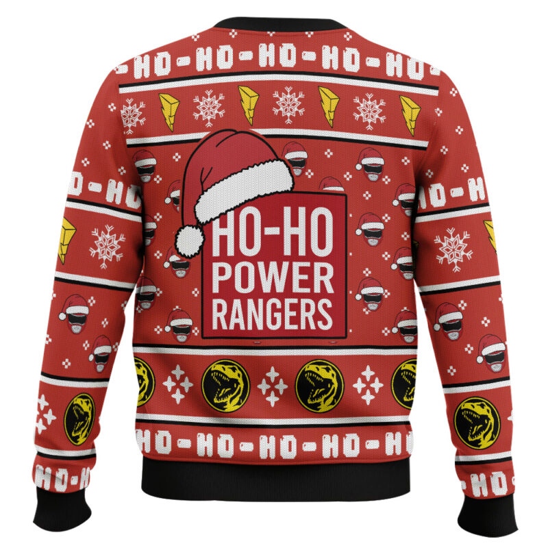 Hooktab Red Ranger Ho-ho Power Rangers Ugly Christmas Sweater Hooktab Red Ranger Ho-ho Power Rangers Ugly Christmas Sweater