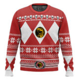 Hooktab Red Ranger Mighty Morphin Power Ranger Ugly Christmas Sweater