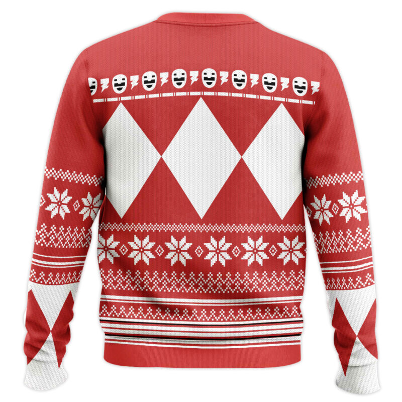 Hooktab Red Ranger Mighty Morphin Power Ranger Ugly Christmas Sweater Hooktab Red Ranger Mighty Morphin Power Ranger Ugly Christmas Sweater
