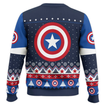 Hooktab Red White And Blue Captain America Ugly Christmas Sweater