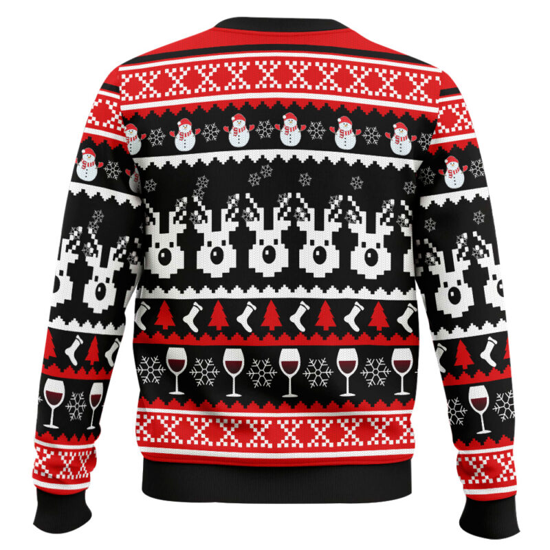 Hooktab Red Wine Santa Ugly Christmas Sweater Hooktab Red Wine Santa Ugly Christmas Sweater