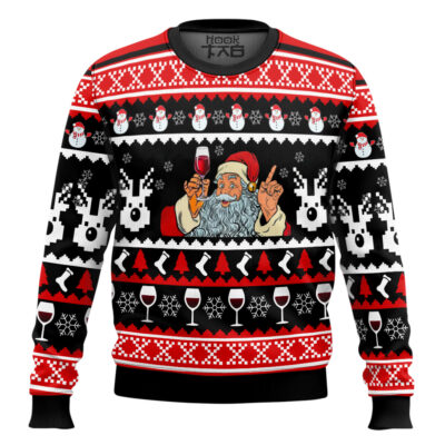 Hooktab Red Wine Santa Ugly Christmas Sweater