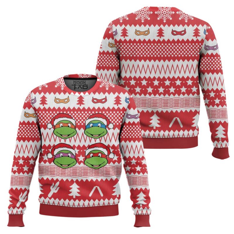 Hooktab Red Xmas Teenage Mutant Ninja Turtles Ugly Christmas Sweater Hooktab Red Xmas Teenage Mutant Ninja Turtles Ugly Christmas Sweater