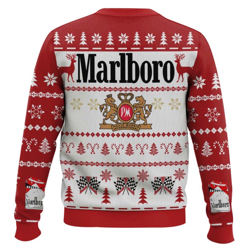 Hooktab Reindeer Racing Marlboro Ugly Christmas Sweater Hooktab Reindeer Racing Marlboro Ugly Christmas Sweater