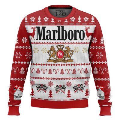 Hooktab Reindeer Racing Marlboro Ugly Christmas Sweater
