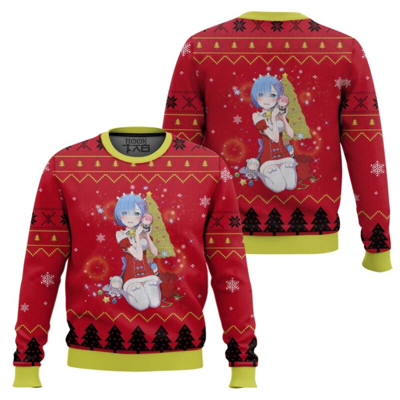 Hooktab Rem Re:Zero Ugly Christmas Sweater Hooktab Rem Re:Zero Ugly Christmas Sweater