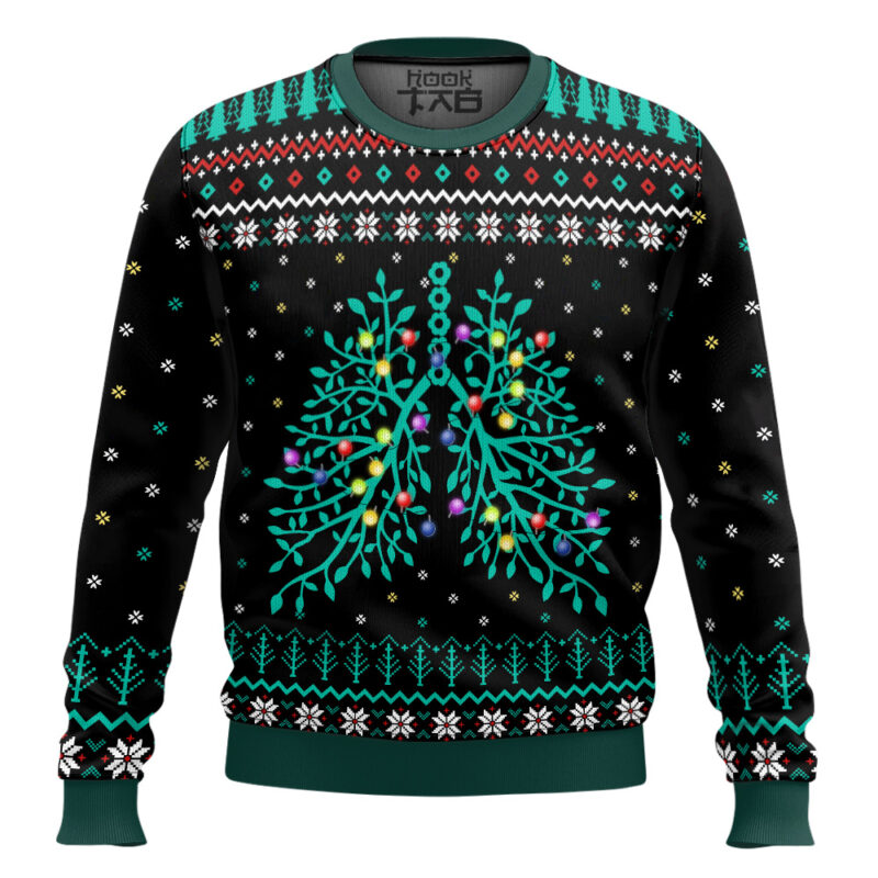 Hooktab Respiratory Lights Ugly Christmas Sweater