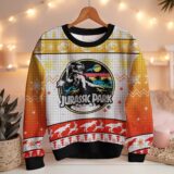 Hooktab Retro T-rex Jurassic Park Ugly Christmas Sweater