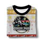 Hooktab Retro T-rex Jurassic Park Ugly Christmas Sweater