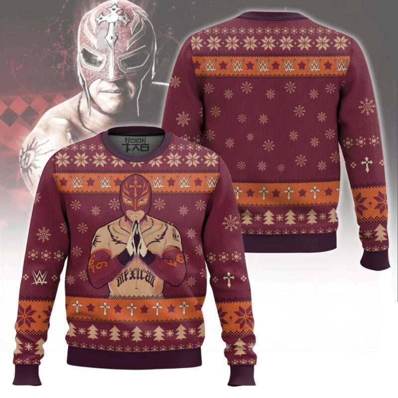 Hooktab Rey Mysterio Rubio WWE Ugly Christmas Sweater Hooktab Rey Mysterio Rubio WWE Ugly Christmas Sweater