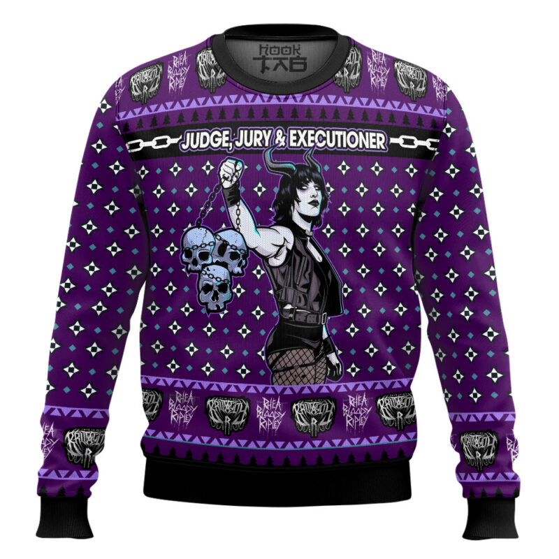 Hooktab Rhea Ripley Judge Jury Executioner WWE Ugly Christmas Sweater