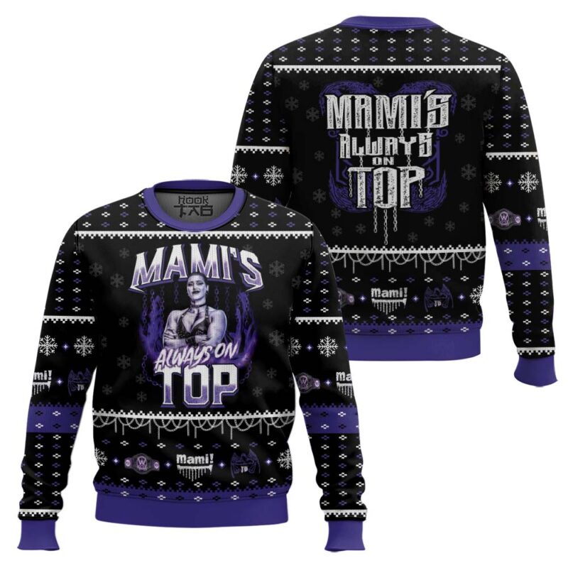 Hooktab Rhea Ripley Mamis Always On Top WWE Ugly Christmas Sweater Hooktab Rhea Ripley Mamis Always On Top WWE Ugly Christmas Sweater