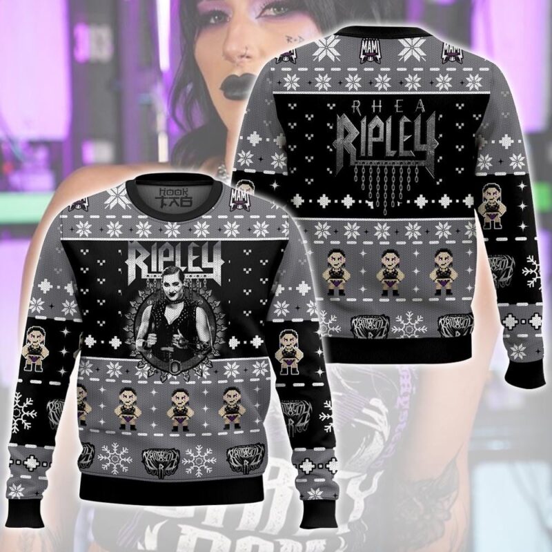 Hooktab Rhea Ripley WWE Ugly Christmas Sweater Hooktab Rhea Ripley WWE Ugly Christmas Sweater