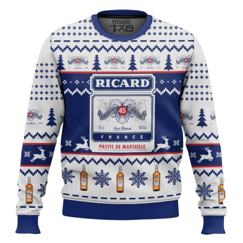 Hooktab Ricard Pastis De Marseille Ugly Christmas Sweater
