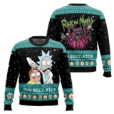 Hooktab Rick And Morty Aww Geez Rick Ugly Christmas Sweater