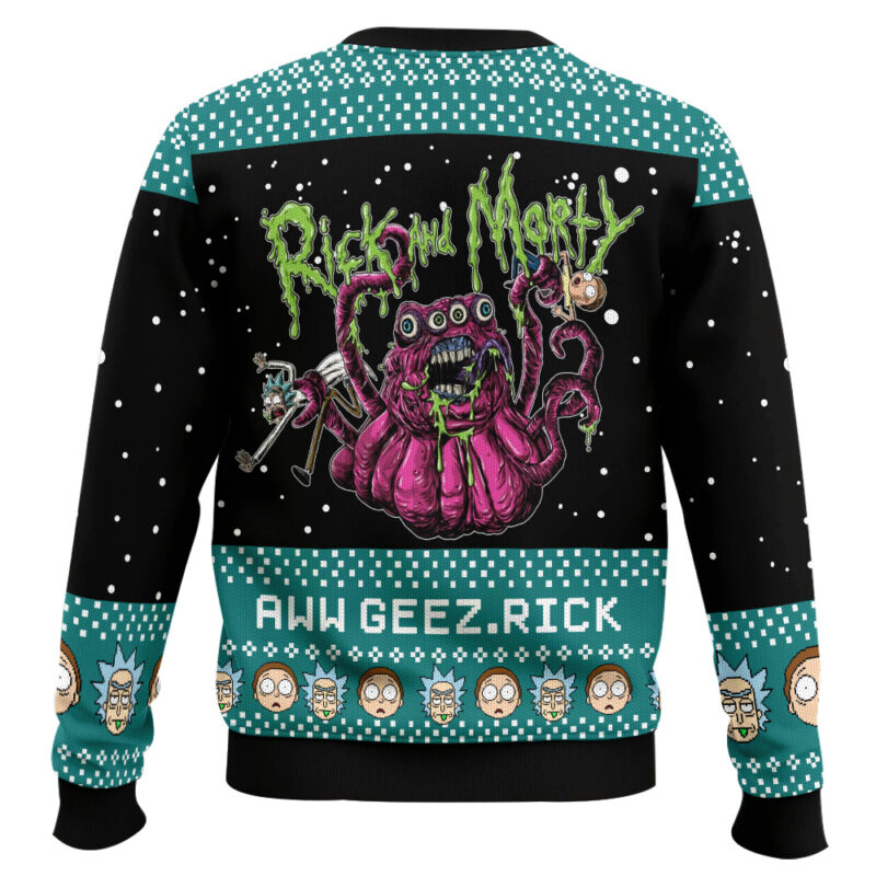 Hooktab Rick And Morty Aww Geez Rick Ugly Christmas Sweater Hooktab Rick And Morty Aww Geez Rick Ugly Christmas Sweater