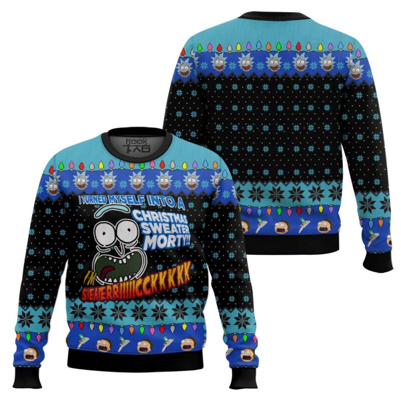 Hooktab Rick And Morty I Turn Myself Into A Sweater Ugly Christmas Sweater Hooktab Rick And Morty I Turn Myself Into A Sweater Ugly Christmas Sweater