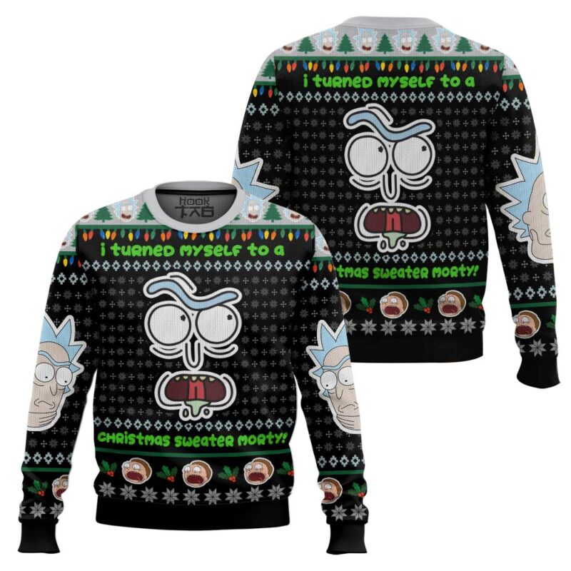 Hooktab Rick And Morty I Turned Myself Into A Sweater Rick Ugly Christmas Sweater Hooktab Rick And Morty I Turned Myself Into A Sweater Rick Ugly Christmas Sweater