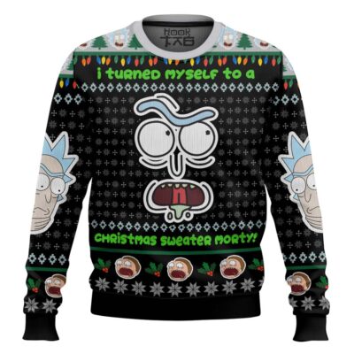 Hooktab Rick And Morty I Turned Myself Into A Sweater Rick Ugly Christmas Sweater